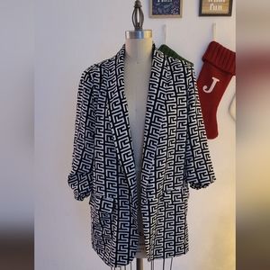 Black and White Geometric Blazer
